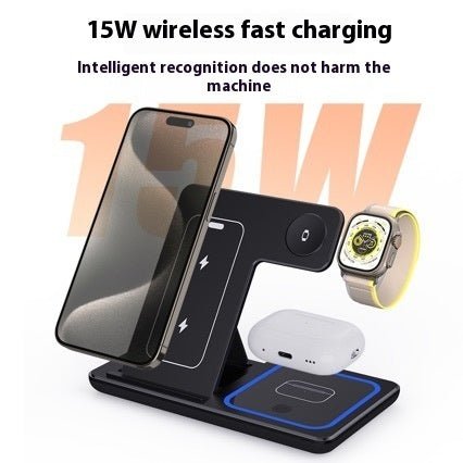 15W 3 In 1 LED Fast Wireless Charger Stand Foldable Charging Station For Smart Phone - BestSalesPrice