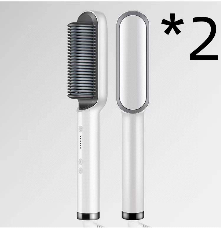 New 2 In 1 Hair Straightener Hot Comb Negative Ion Curling Tong Dual - purpose Electric Hair Brush - BestSalesPrice