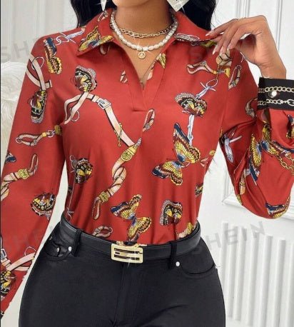 Women's Casual Butterfly Print Long Sleeve Shirt, Assorted Prints - BestSalesPrice