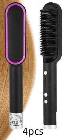 New 2 In 1 Hair Straightener Hot Comb Negative Ion Curling Tong Dual - purpose Electric Hair Brush - BestSalesPrice