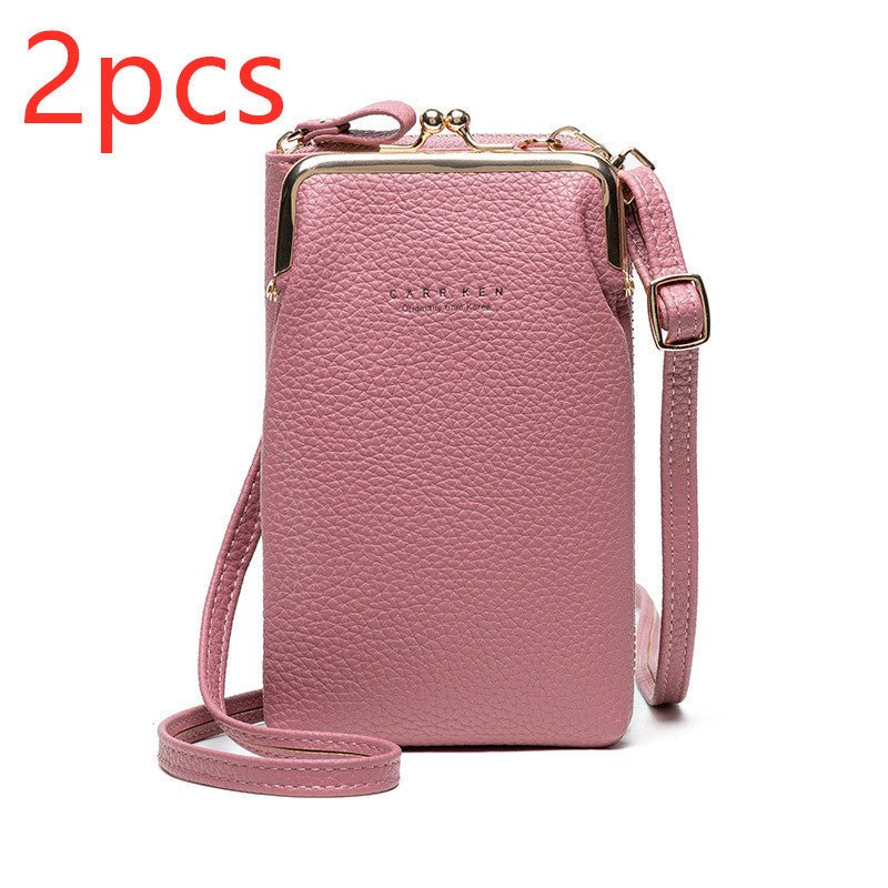 Fashion Lychee Pattern Solid Color Diagonal Shoulder Bag - BestSalesPrice