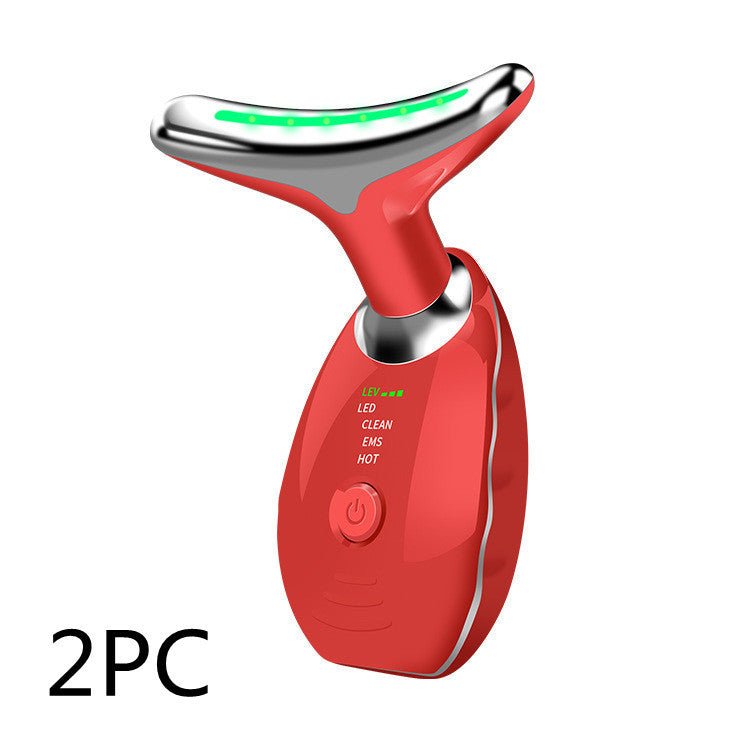 Neck Face Beauty Device Colorful LED Photon Therapy Skin Tighten Reduce Double Chin Anti - Wrinkle Remove Lifting Massager - BestSalesPrice