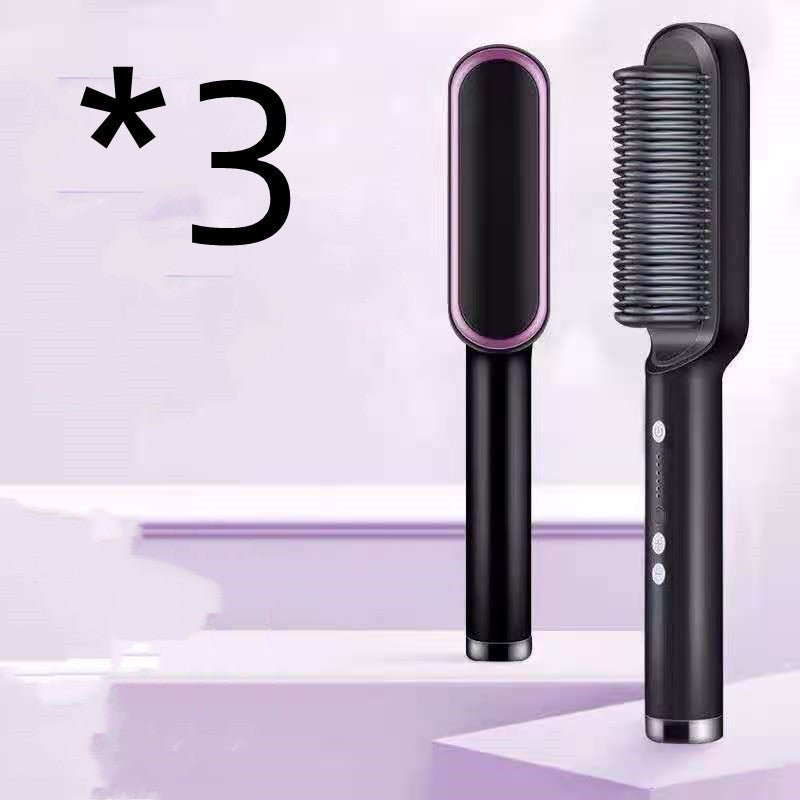 New 2 In 1 Hair Straightener Hot Comb Negative Ion Curling Tong Dual - purpose Electric Hair Brush - BestSalesPrice