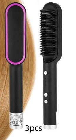 New 2 In 1 Hair Straightener Hot Comb Negative Ion Curling Tong Dual - purpose Electric Hair Brush - BestSalesPrice