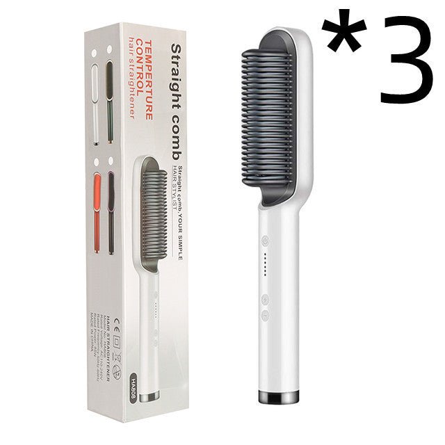 New 2 In 1 Hair Straightener Hot Comb Negative Ion Curling Tong Dual - purpose Electric Hair Brush - BestSalesPrice